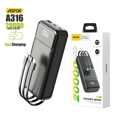 Aspor A316 20000mAh 22w Portable Power Bank